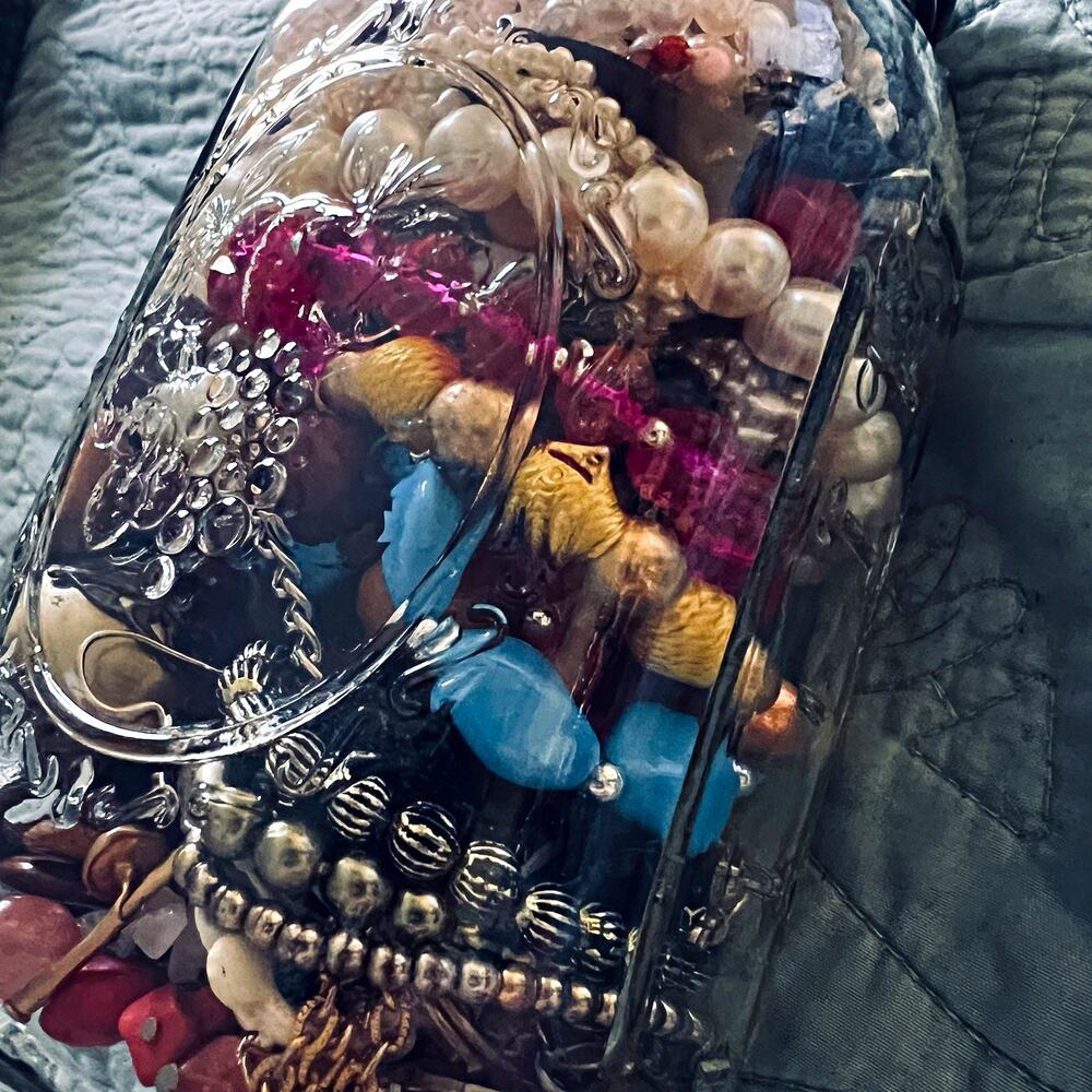 Mixed Vintage Costume Jewelry and Pieces Lot Glass Jar Necklaces Bracelets more